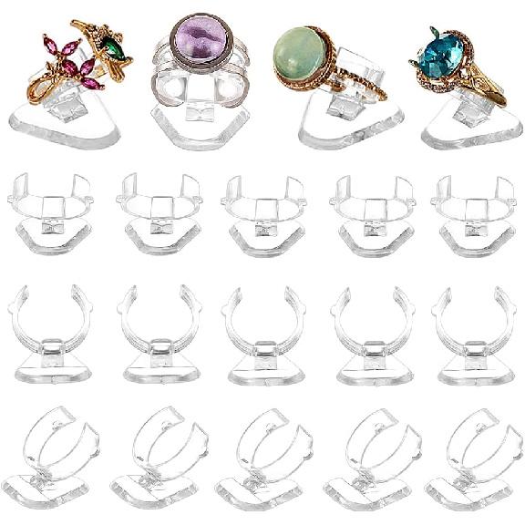 

AHANDMAKER 30 шт. C-образный держатель для демонстрации одного кольца, акриловый держатель для колец, прозрачный держатель для демонстрации колец, подставка для демонстрации колец дома, на выставке
