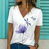 Women's T-shirt Summer Women's Short V-neck T-shirt Women's White Fashion Ladies T-shirt Tops