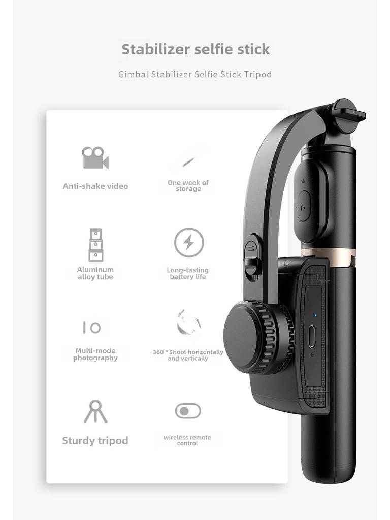 CYKE Håndholdt Gimbal Stabilisator: Uttrekkbar selfiestang, skrivebordsmobilholder, anti-riste live-stativ