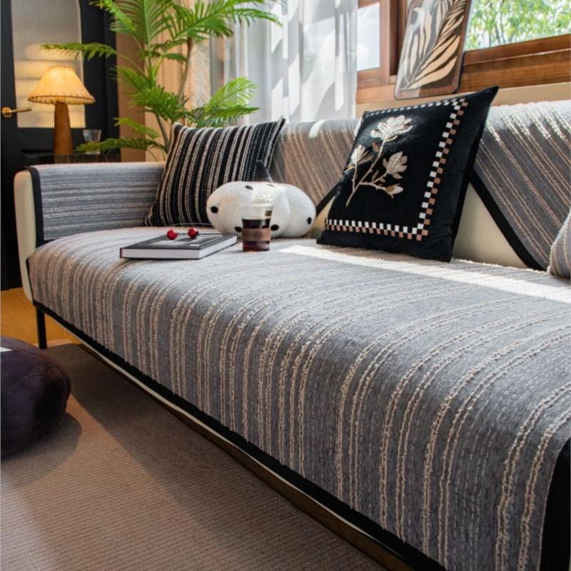 Sügiskodu libisemiskindel triibuline diivanipadi Diivani kattematt Šenill Slipcover Funda diivanimatt