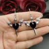 New Goth Skull Heart Enamel Peach HeartEarrings Personality Retro Red Roses Flowers Gothic Women's Earings Hanging Jewellry