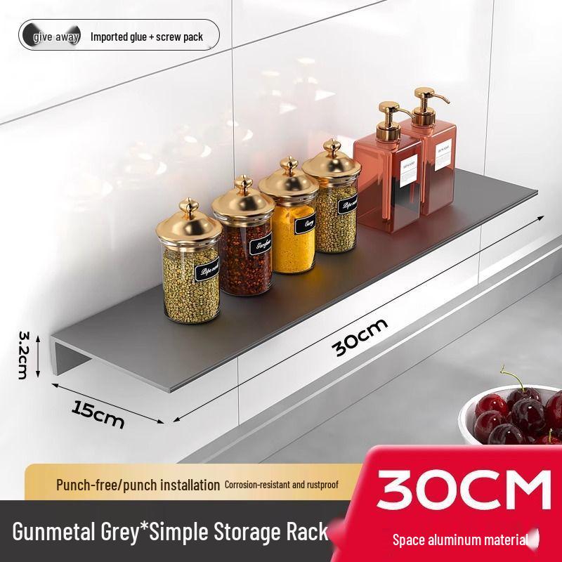 Vintage Style Walnut Wall-Mounted Bathroom Shelf - No Drilling Required