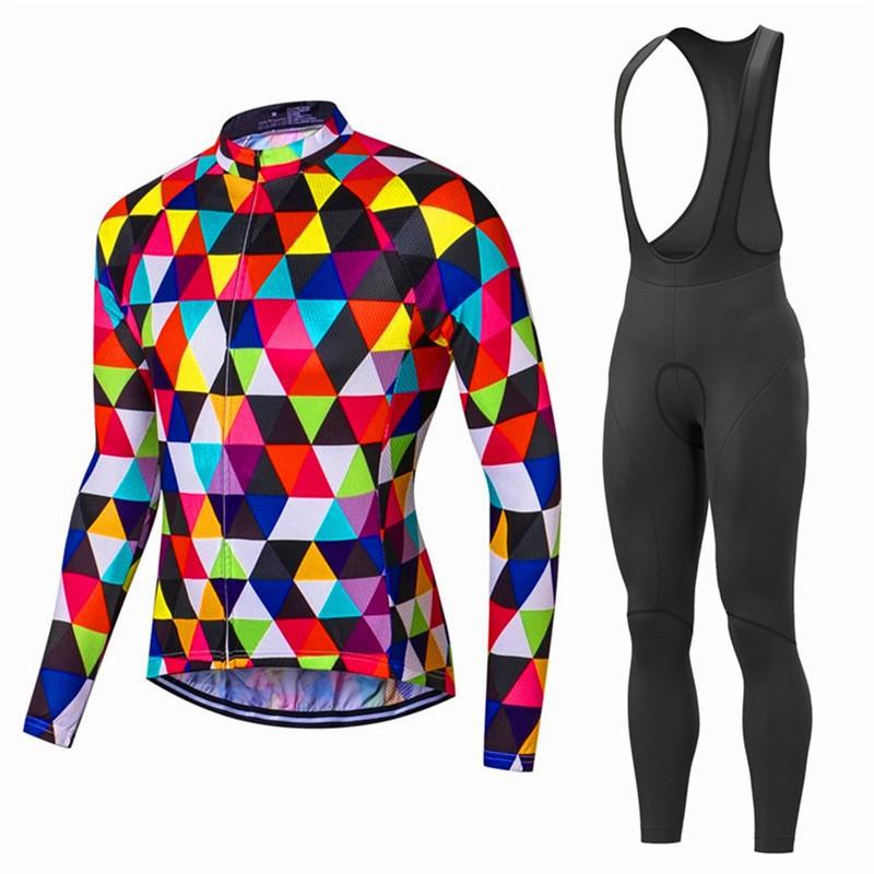 Mens Long Sleeve Cycling Jersey Shorts Set Mountain Bike Riding In