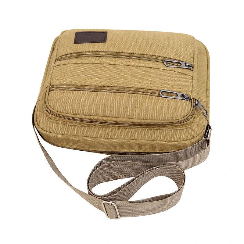 WTEMPO Retro Simple Couple Canvas Commuting Bags Casual Versatile Multi-layered Crossbody Bags Wear-resistant Zipper Single-shoulder Bags