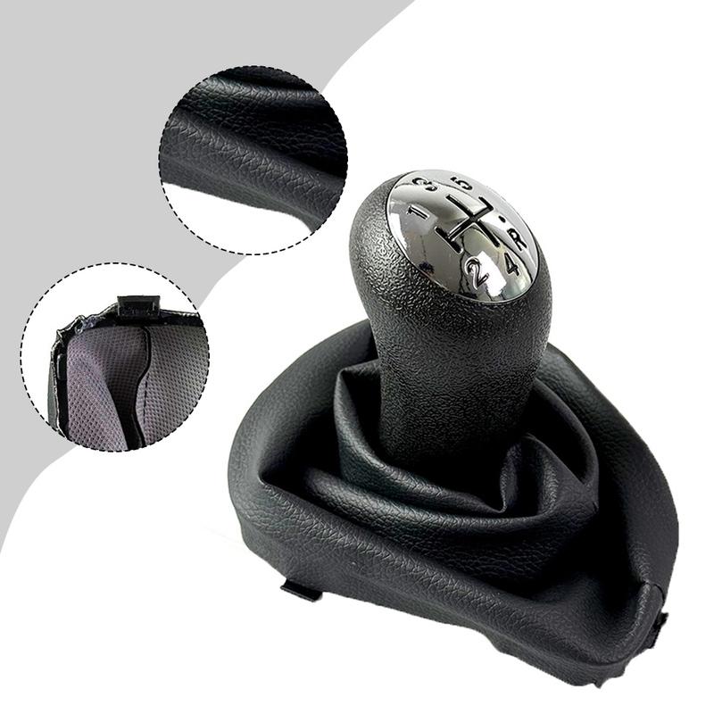 5-Speed Leather Shift Knob with Dust Cover for Renault Logan II 2013-2022, Premium ABS & Leather Gear Lever for Smooth Shifting