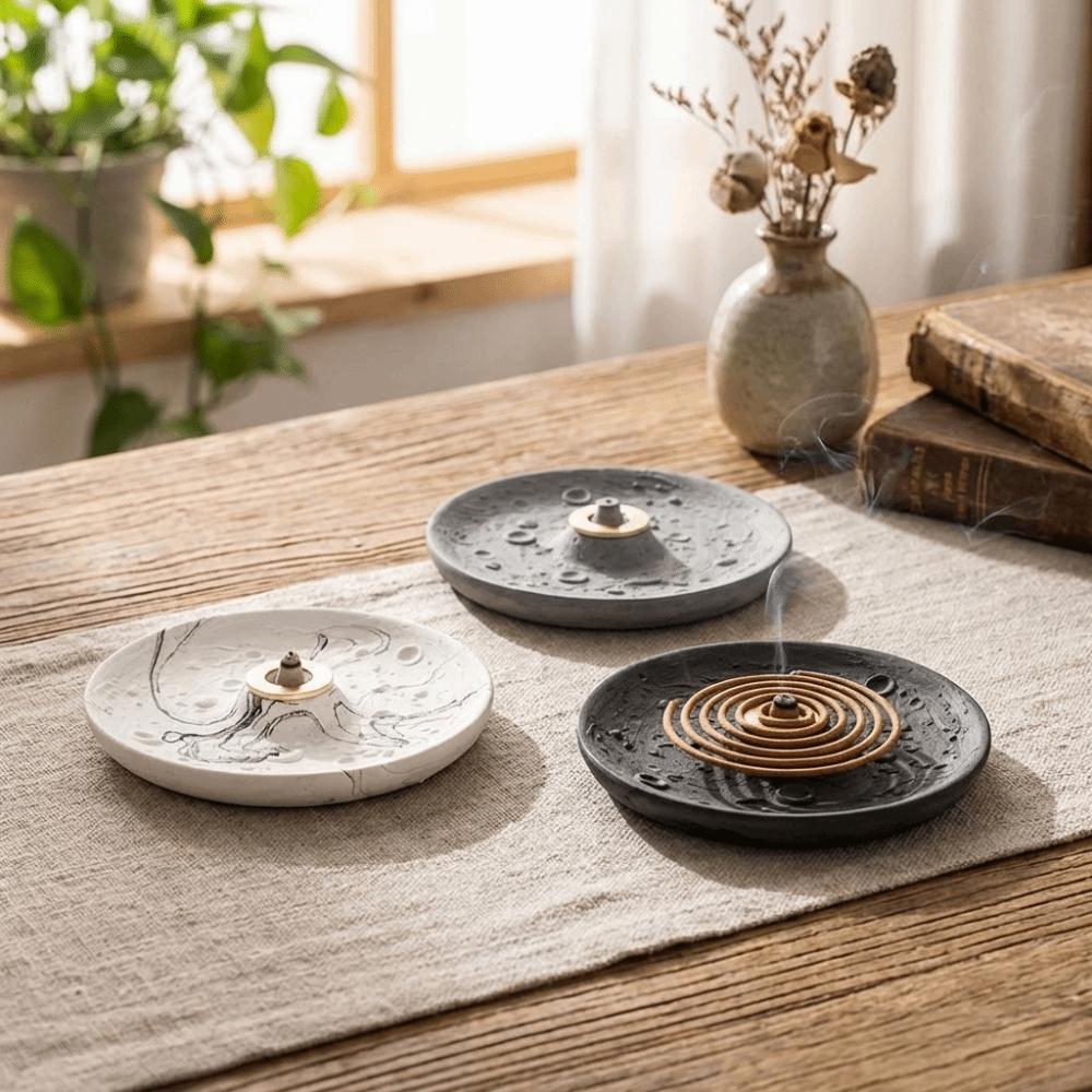 Handmade Mosquito Coil Holder Sturdy Simple Mosquito Coil Tray Round/Triangle Decorative Mosquito Incense Holder Camping