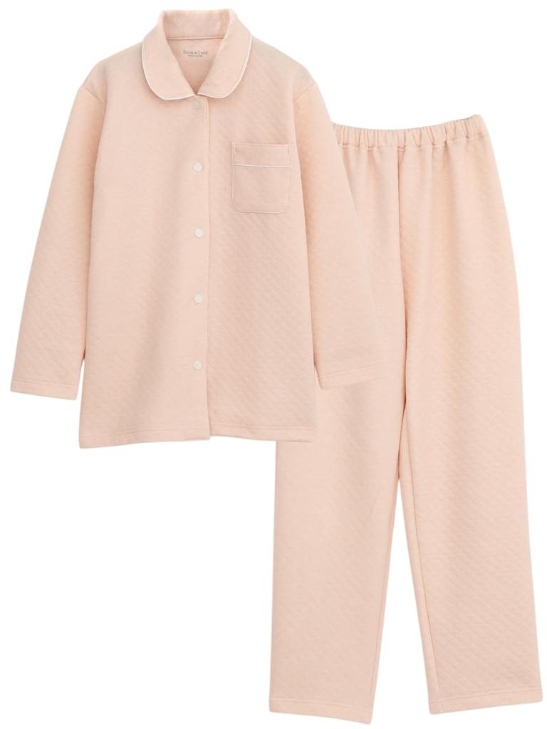 SUIMIN CARE Made in Japan Recycled Hooded Quilted Solid Color Long LL Pink Women's Pajamas, Shirt, Sleeve, Pink, Brown, Cream, M, L, (LL, (Sakura))