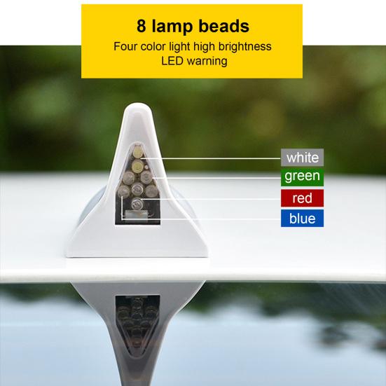 Anténní světlo Solární napájení Vysoký jas PC inženýrství Plastové výstražné LED světlo se žraločí ploutví pro auto