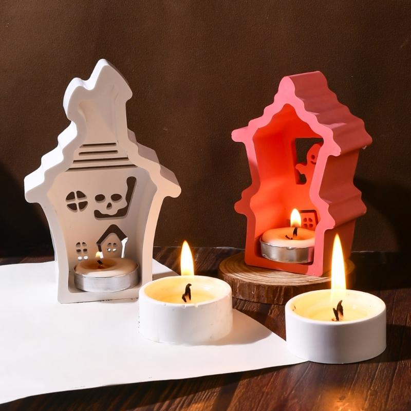 Food Safe Heat Resistant Silicone Craft Mould Create Hollow House Candle Holders Halloween Decoration