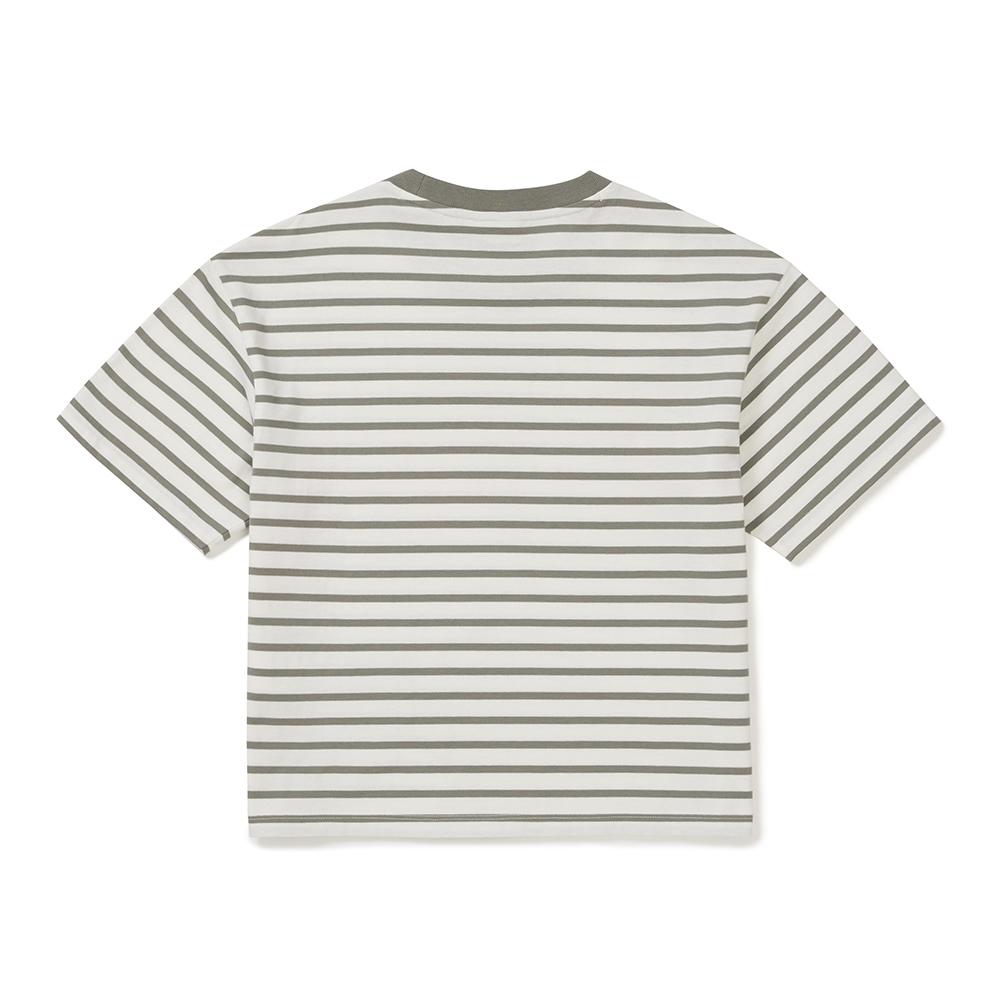 [Snowpeak] Cotton Women's Stripe Semi-Cropped Short-Sleeve T-shirt Light Khaki (S25MWFTS69)