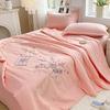 New Super Soft Washed Cotton Three-Dimensional Flower Embroidered Summer Quilt Four-Piece Set A Solid Color Summer Quilt