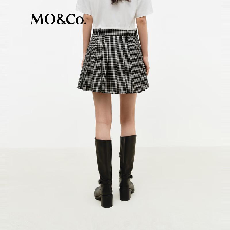 MO&Co. High-Waisted Plaid A-Line Mini Skirt