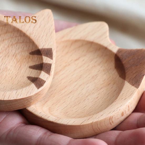 Seasoning Dish Decorative Food Grade Wooden Useful Cartoon Cat Shaped Dipping Bowl for Desktop