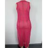 Cross-border Vacation Sexy Knit Sleeveless Dress: Solid Color, Round Neck, Breathable, High Slit, Beach Cover-up