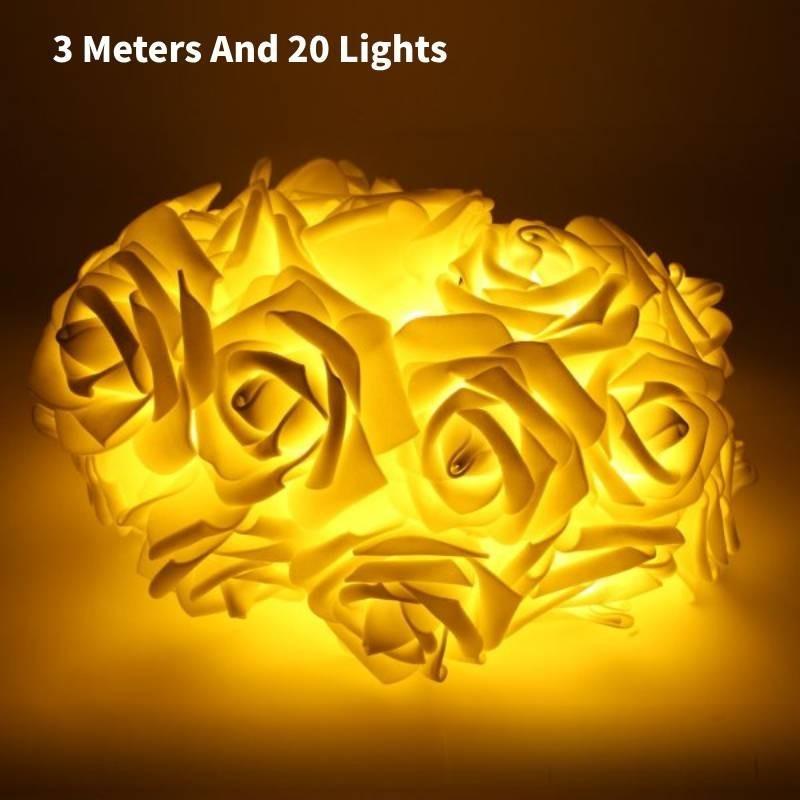 Romantische LED Rosen Lichterkette Warmweiß Batteriebetrieben Deko für Hochzeiten und Heiratsanträge