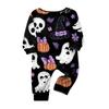 Family Matching Halloween Printed Pajama Set, Long Sleeve Top and Pants for Mom and Kids
