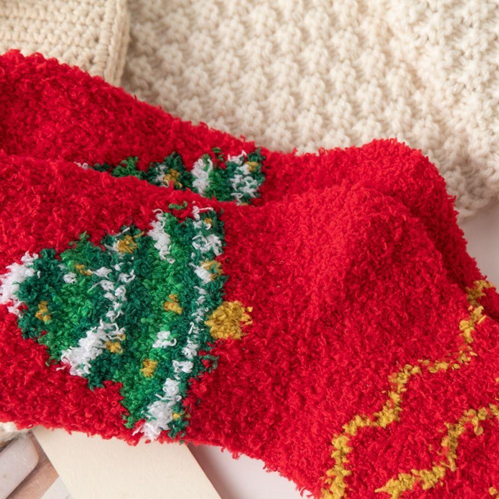 5Pairs Plush Christmas Fleece Socks Cartoon Winter Floor Socks Soft Sleeping Socks Women Women