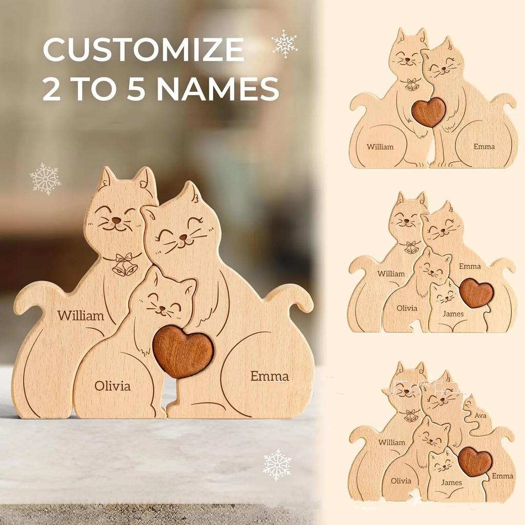 New Penguin Family Wooden Puzzle Decoration Customization Name Puzzle Accessories DIY Birthday Gift Thanksgiving Gift