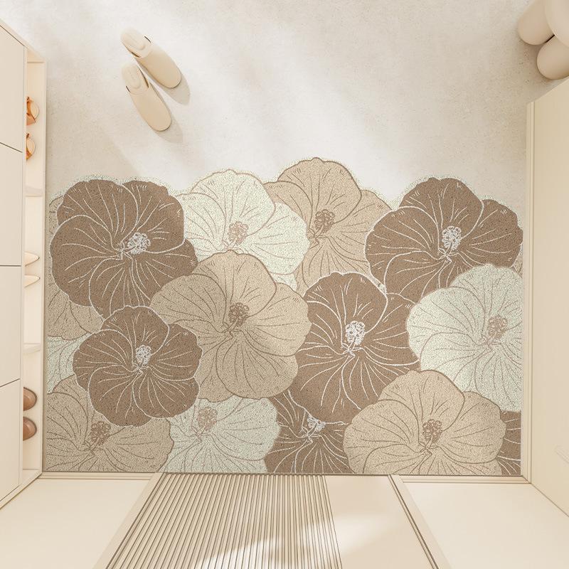 Moderne, einfache Bodenmatte aus Seidenringen für den Haushalt, Schmutzfangmatte für den Eingangsbereich, rutschfester Teppich für die Eingangstür, verschleißfeste Staubmatte 45*75cm white