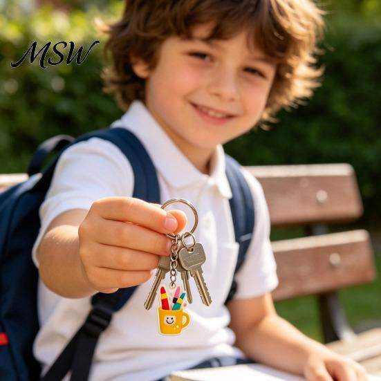 Acrylic Keychain Kit 8Pcs Back to School Set, Theme Keryring Gift for Students, Decorative Accessories Bags & Backpack