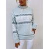 Women S Half High Neck Snowflake Pullover Knit Sweater