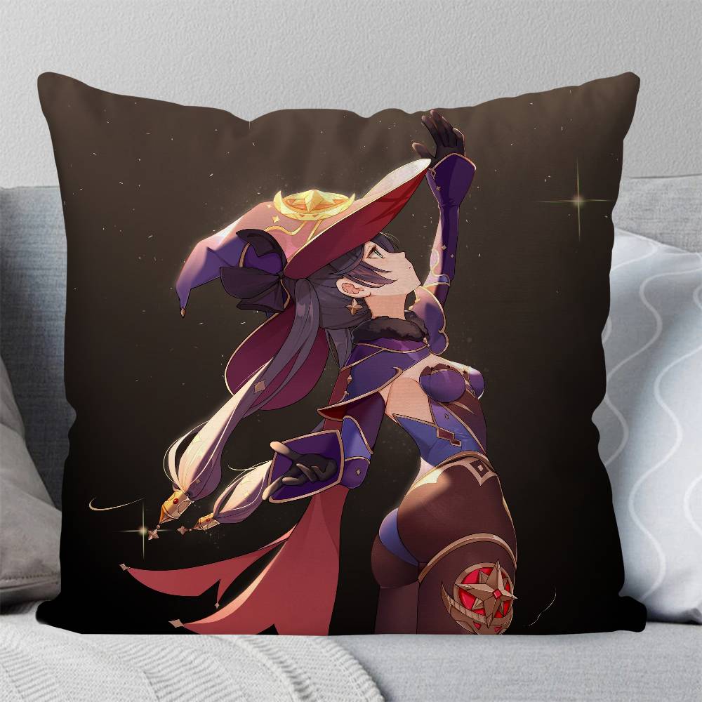 Mona Anime Game Genshin Impact Pillow Case Fashion Square Pillowcase Bedroom Sofa Room Ins Decoration Leisure