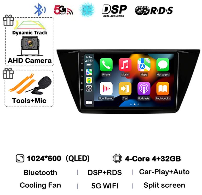 Android 14 WIFI 4G Carplay For Volkswagen TOURAN 2016 2017 2018 Auto Car Radio Multimedia Stereo Video Player GPS Navigation DSP
