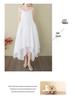 2025 Summer Cotton Linen Dual-Layer Midi Dress - Irregular Hem Literary Style