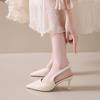 Beige pointed sandals women's summer 2025 new retro elegant temperament high heels with skirt fairy style single shoes