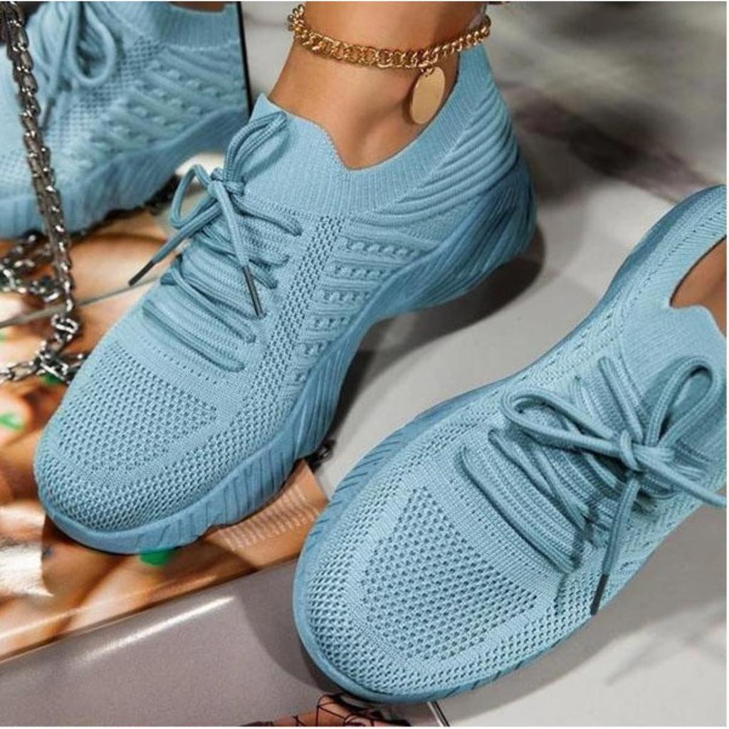 Sports Shoes, Thick Soled Shoes, Lace Up Shoes, Fly Woven Shoes, Women's Shoes, Mesh Shoes, Comfortable, Casual Shoes, Breathable Shoes