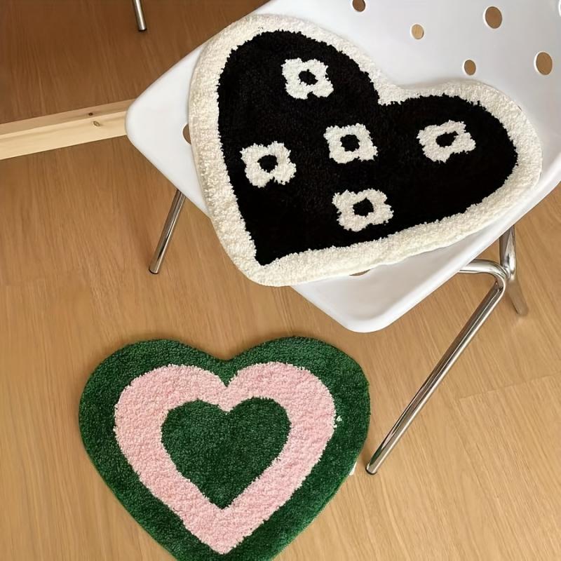 Adorable Colourful Heart-Shaped Puffy Art Rug Entrance Hall Bedroom Living Room Decorative Rug Home Decoration