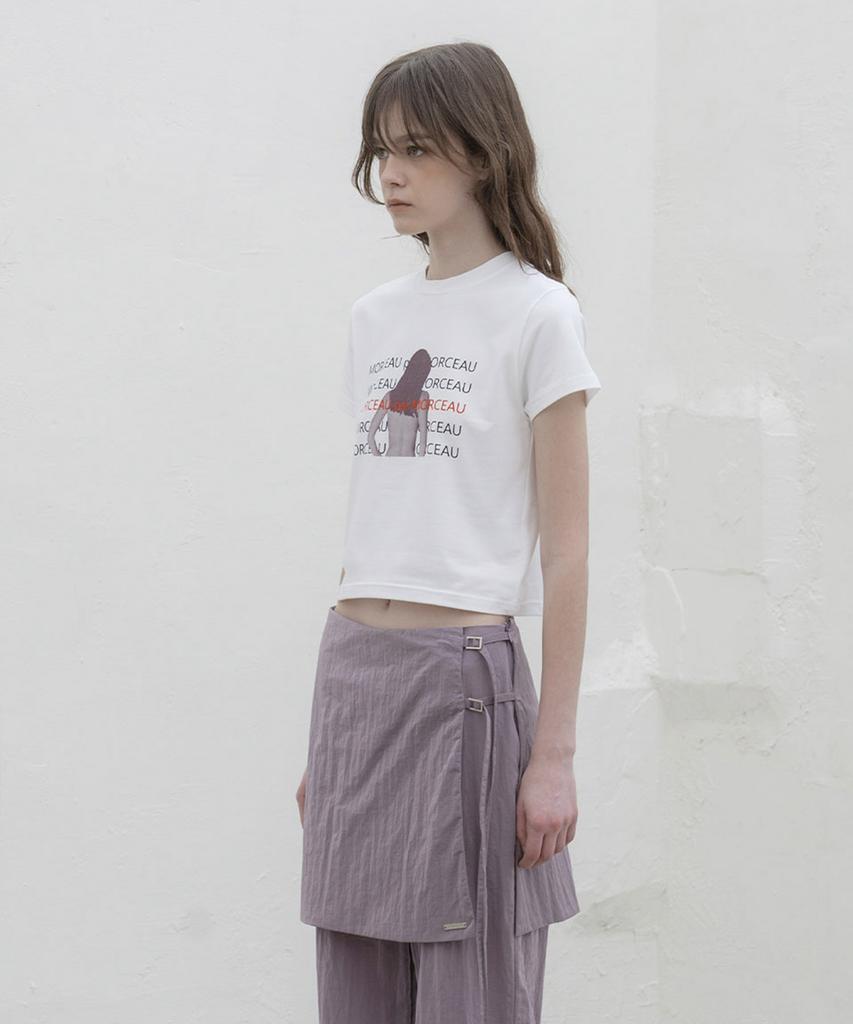 Mosyupamosyu Moshi Girl Crop Short Sleeve T-Shirt [White]