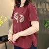 Casual Short-Sleeve Floral T-Shirt for Middle-Aged and Elderly Women - Loose, Comfortable, Belly-Concealing Round Neck Top