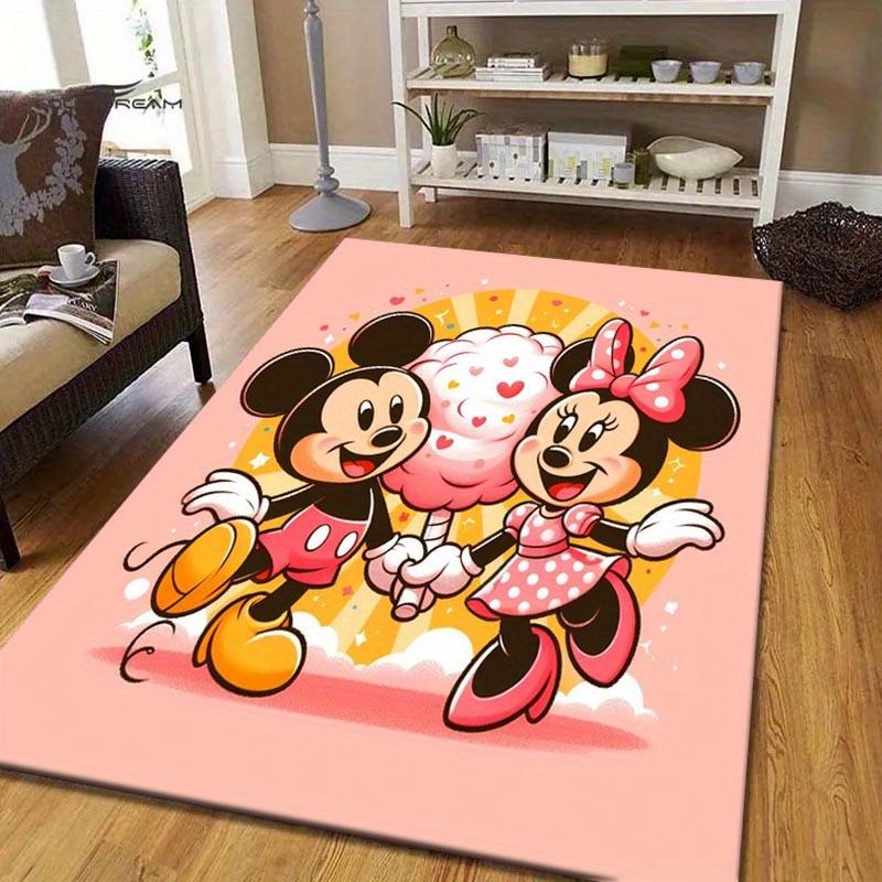 

1pc Disney Mickey Mouse and Minnie Mouse Pattern Area Rug Soft Flannel Floor Mat for Living Room, Bedroom, Kitchen, Sofa Coffee Table Floor Mat 60cm by 90cm