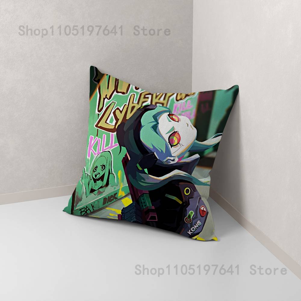 E-Edgerunners Spiel Cyberpunk (4) Kissenbezug Plüschkissenbezüge Heimdekoration Kissenbezug für Sofa Bett Stuhl Wohnzimmer