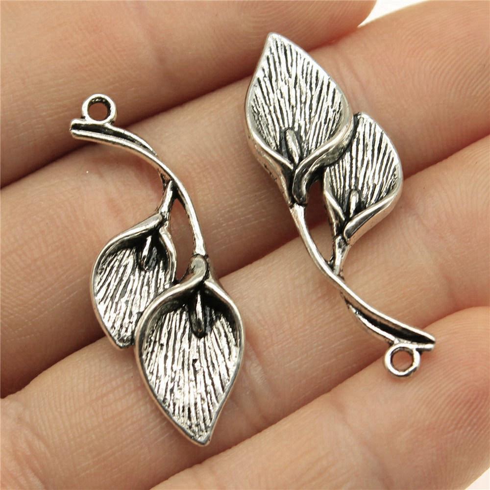 Foglie Grandi Dettagliate Fascino Botanico Bronzo Antico Lega di Zinco Materiali per la Creazione di Gioielli Stile Fabbricante di Gioielli Fascini Metallici