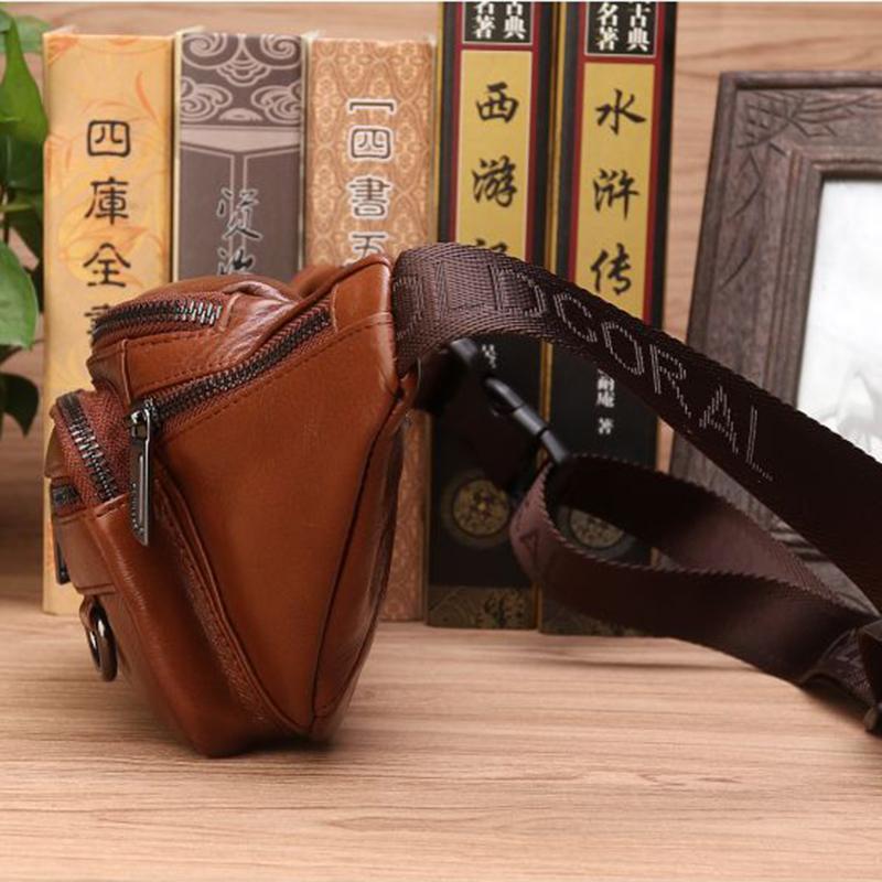 Marsupio in Vera Pelle da Viaggio Uomo Retro Pelle Naturale Portafoglio Maschile Borsa a Tracolla Petto Fianchi Cintura Sacca