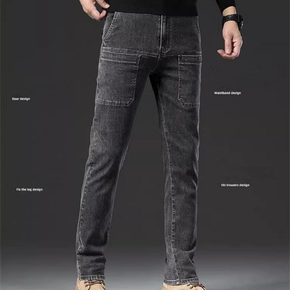 Nuovi Jeans da Uomo in Denim 2024 Skinny a Vita Media con 6 Tasche, Pantaloni a Vita Alta Elasticizzati, Pantaloni Slim Moda Uomo