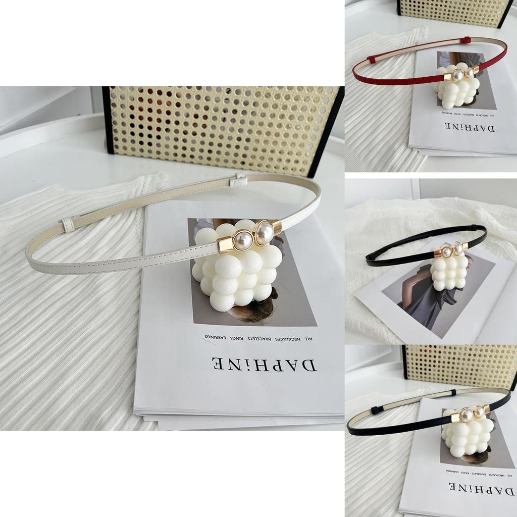 Stunning Matte Black Women's Belt With Elegant Pearl Buckle Perfect For Summer Outfits