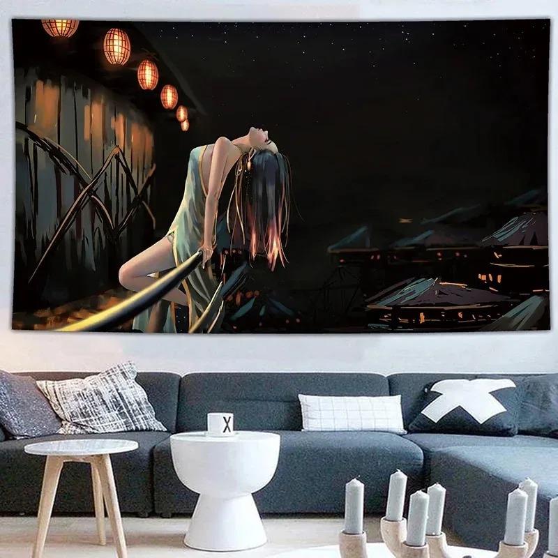 Сексуальная аниме красота гобелен офис гостиная гобелен украшение стены дома гобелен — фото 4