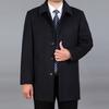Men's Winter Collar Woolen Coat, Middle-aged Men's Solid Color Straight Hem Single Breasted Coat