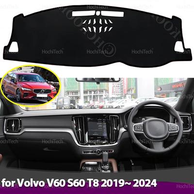 Rutschfeste Matte für Volvo V60 S60 T8 2019~ 2024 Auto Armaturenbrettabdeckung Vermeiden Sie Lichtpolster Sonnenschutz Anti-UV Teppiche