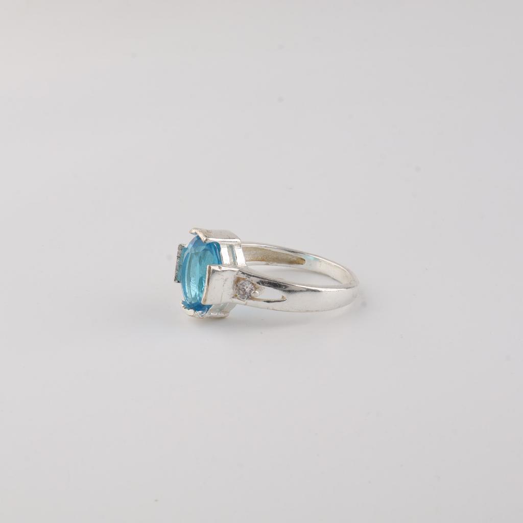 Swiss Blue Topaz Gemstone Proposal Ring 925 Streling Silver Jewelry For Her CZR-18-16