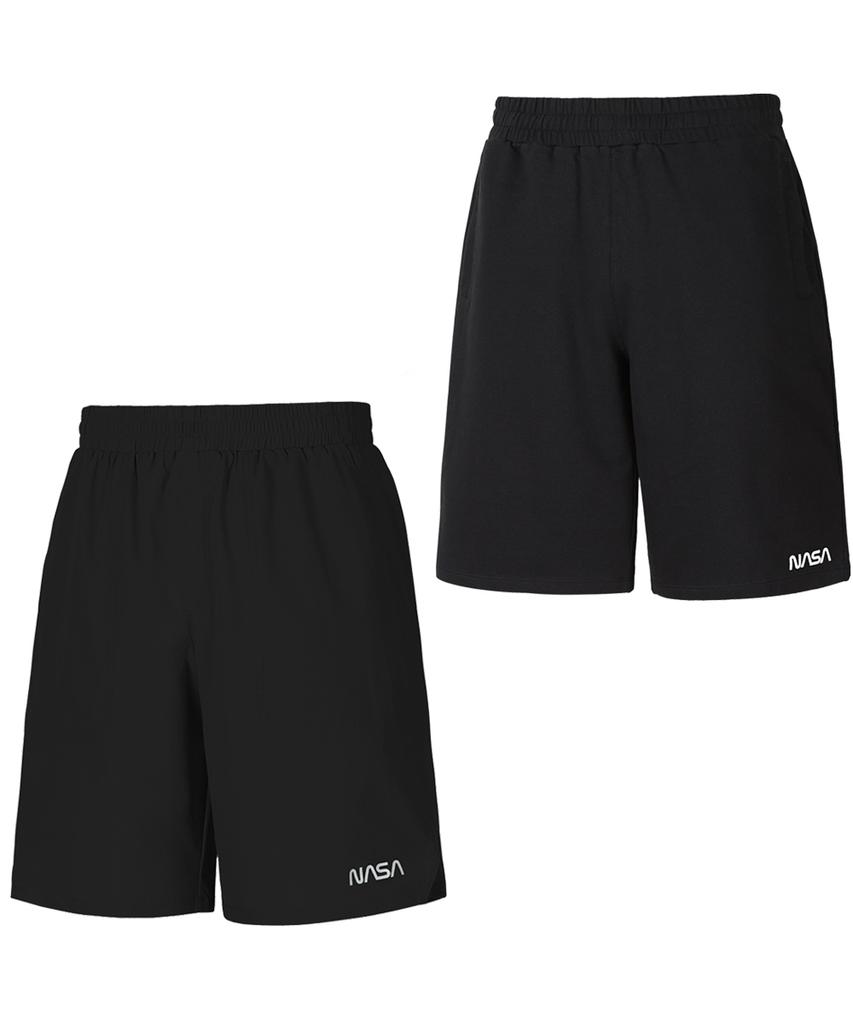 NASA Unisex Cotton Shorts + Woven Spandex Shorts 2-Piece Set