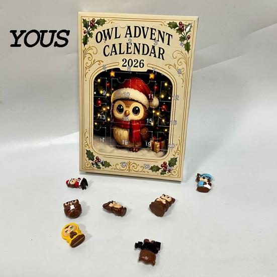 Creative Christmas Countdown 2026 Owl/Dog Advent Calendar, 24 Days with Mini Animal Decorative PVC Miniatures Figurine Ornaments, Collectible Figures