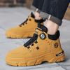 Spring Men High Top Platform Boots Outdoor Cold Protection Fashion Rotating Button Mens Work Boots