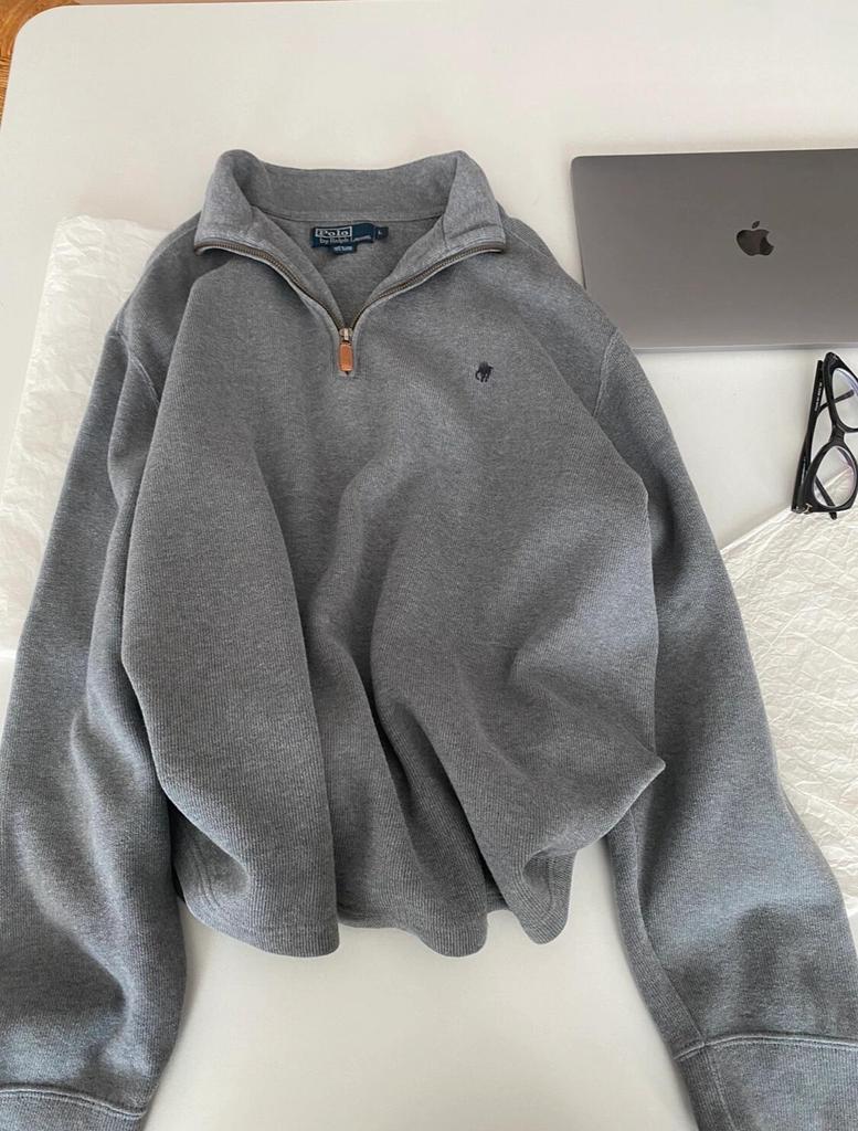 RL Ralph Lauren Herren- & Damen-Sweatshirt mit Pony-Logo und halbem Reißverschluss - Langärmlig, Umlegekragen, Lockere Passform, Amerikanischer Retro-Stil.