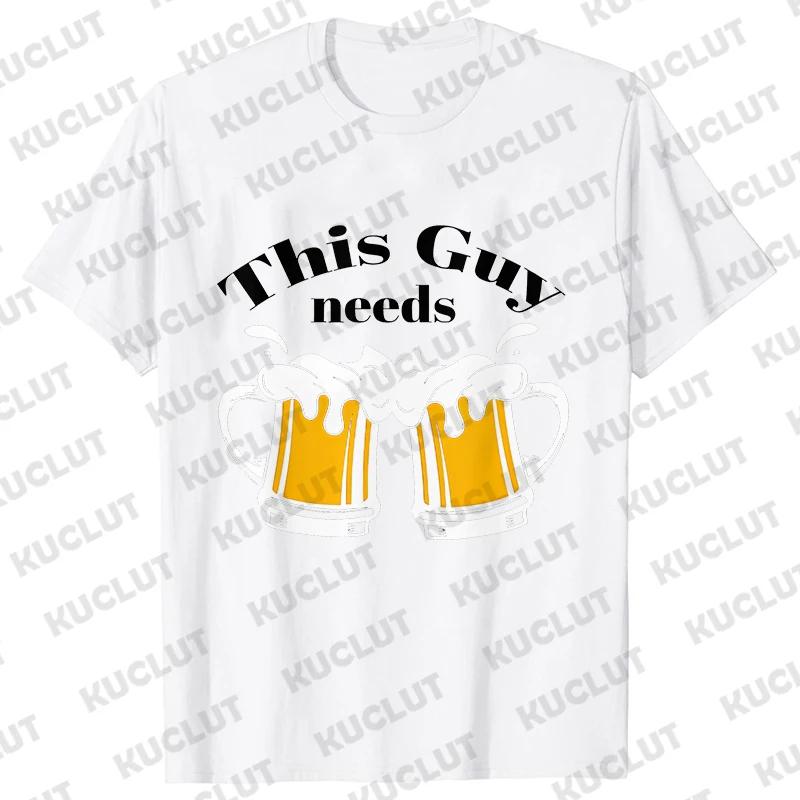 Men's Street Wear T-shirts Need Beer Graphic Tee Shirt Homme Funny Low Battery Need Beer Novelty T-Shirt Drinking Party Tshirts