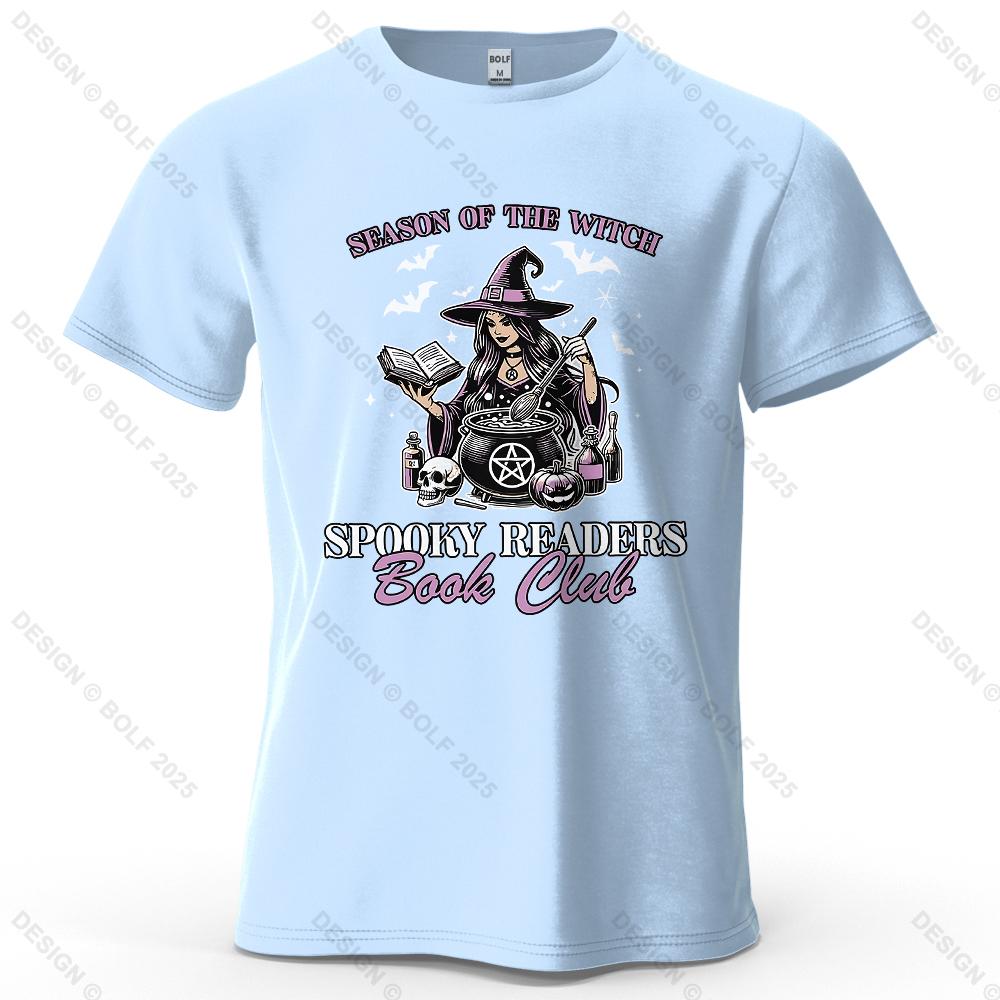 Witchy Book Club Printed Men's T-Shirt 100% Cotton Oversized Mysterious Unique Graphic Tees for Women Tops Tees Reading