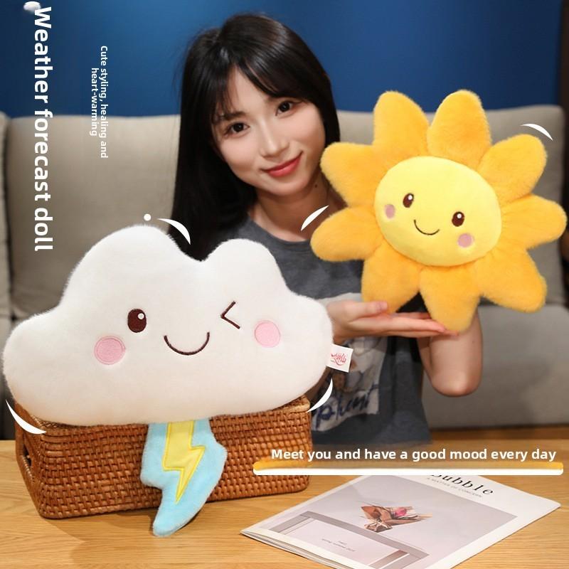 Weather Theme Plush Toy Cloud Thunder Rain Sunny Day Soft Doll Gift Teens Kids